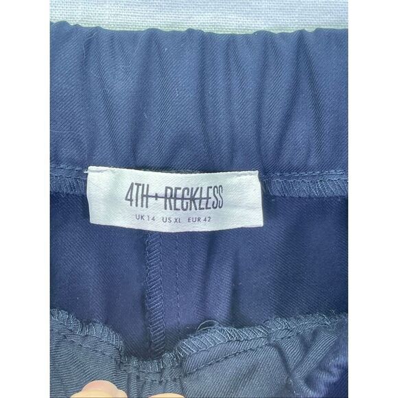 4th & Reckless Side Stripe Wide Leg Tailored Tammy Trouser Pants Navy Blue XL - Picture 3 of 10